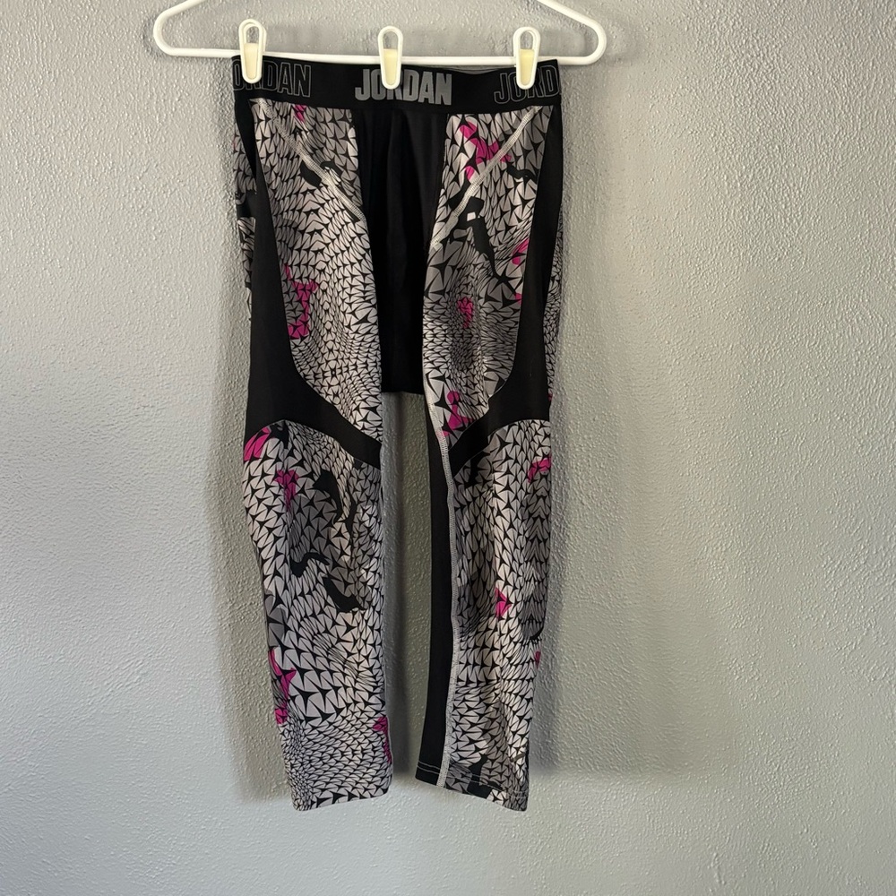 Nike Jordan Black Grey Pink Patterned Working Compression Leggings Mens Size XXL